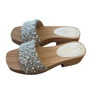 Jessica Simpson Rell Natural Crochet Studded Platform Sandals 6.5M New In Box